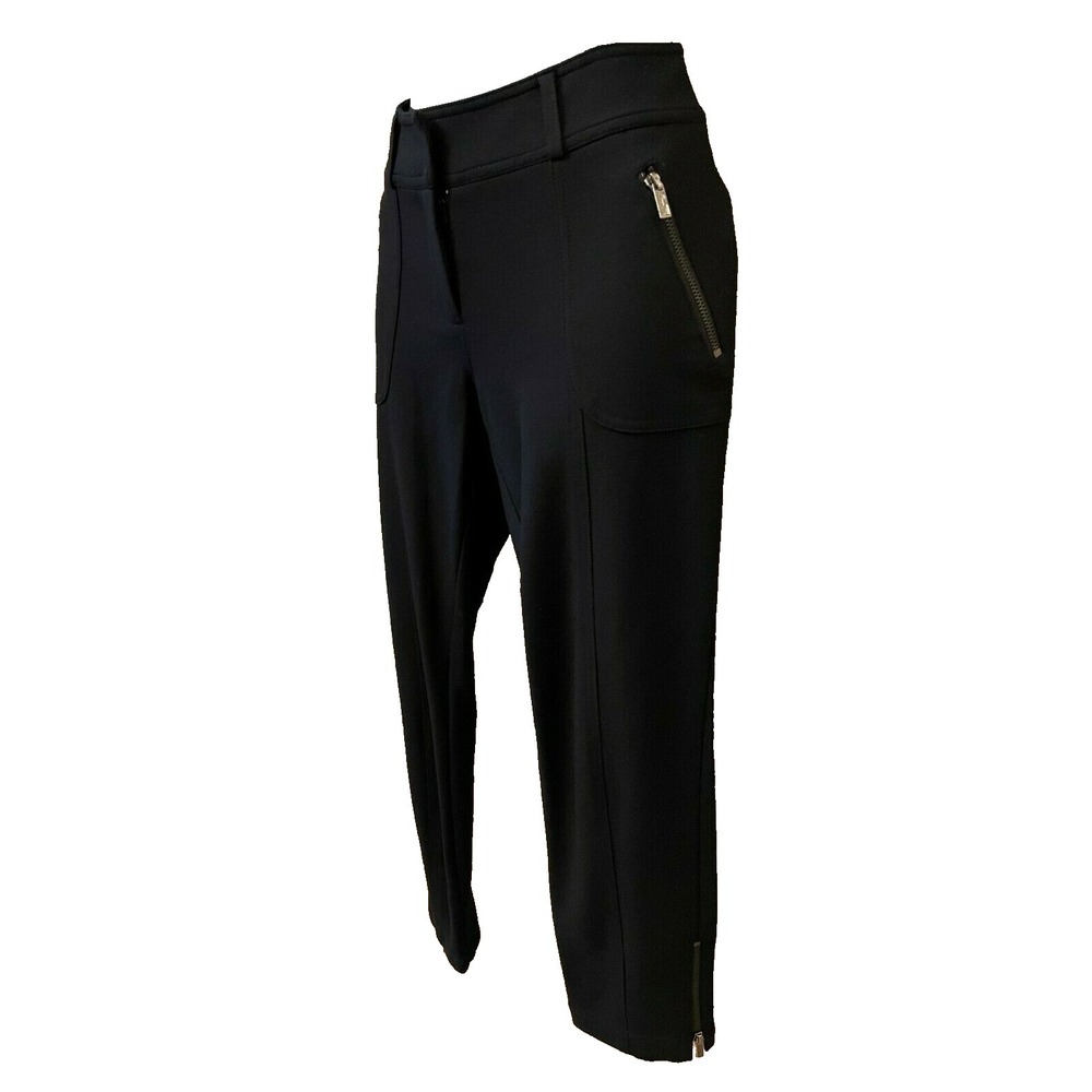 Cache Womens Modern Mid Rise Skinny Straight Leg Pants Sz 2 Black Knit Stretch - Picture 7 of 13